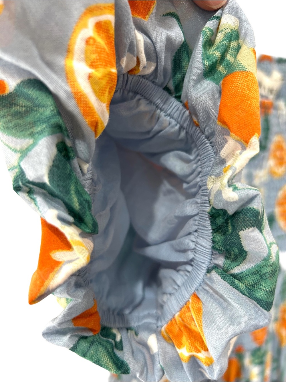 Jessakae Clementine smocked midi Dress M blue citrus orange cotton tiered NWT - Picture 8 of 12